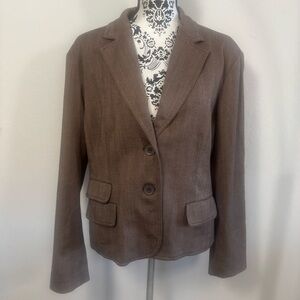New York & Company Stretch Blazer Suit Jacket Size 18 Brown Pockets Lined